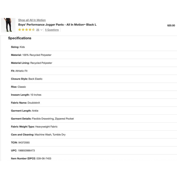 NWT All in Motion Boys M Performance Jogger & Active Light Pants Black Sz 8 Lot - Picture 16 of 16